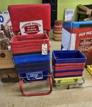 Plastic Shopping Baskets & 2 Holders