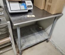 Stainless Steel Work Table with lower Shelf - 36" x 30" x 36" H