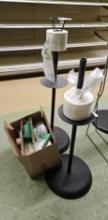 2 - Produce Plastic bag dispensers stands & box with bags and twist ties