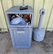 Outside Garbage Can & Cigarette Disposal Container