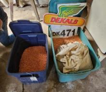 2 Totes of Seed Corn & DeKalb Sign