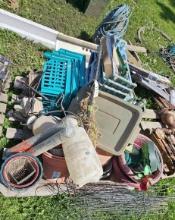 Assortment of Garden Misc & Pots & bird feeders