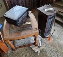Electric Heater & End Table with Glass Top - Glass is broken