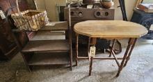 Wooden Side Table & Book Shelf