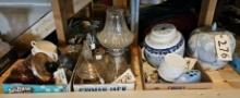Assortment of Oil Hurricane Lamps & Glassware Décor