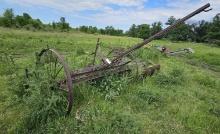 Antique Pull-Type Field Cultivator on Steel Wheels