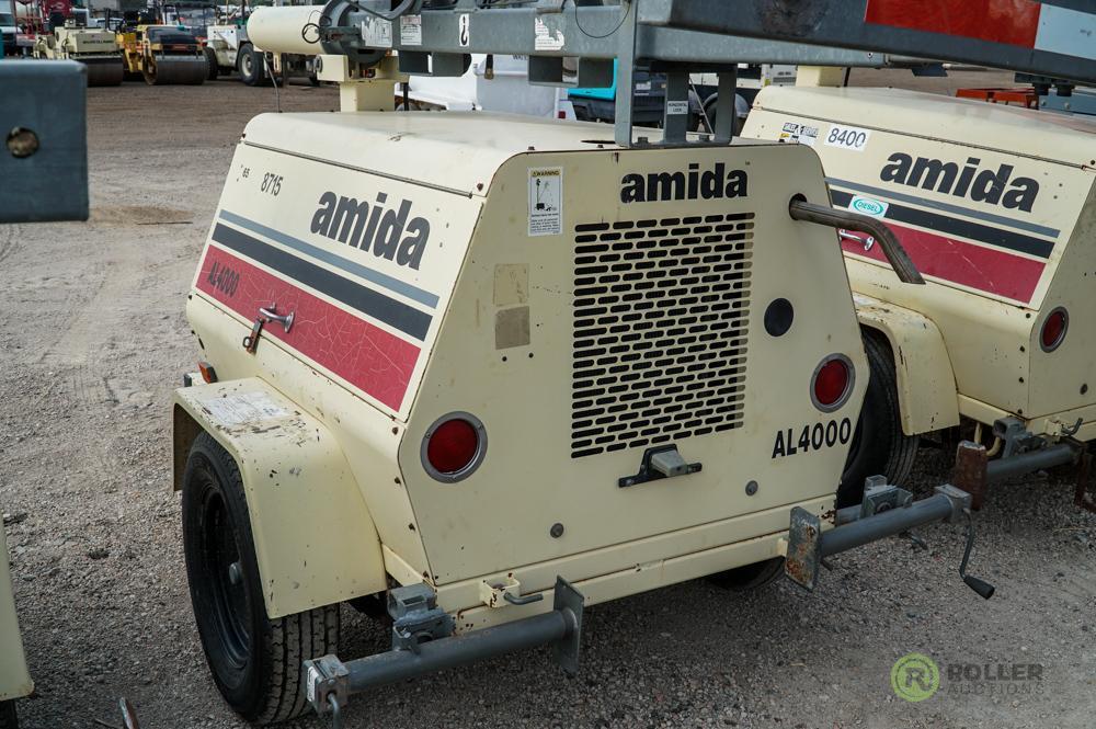 Amida AL4000 Towable Light Tower, Perkins 3-Cylinder Diesel, Ball Hitch, S/N: 990959671, Not a