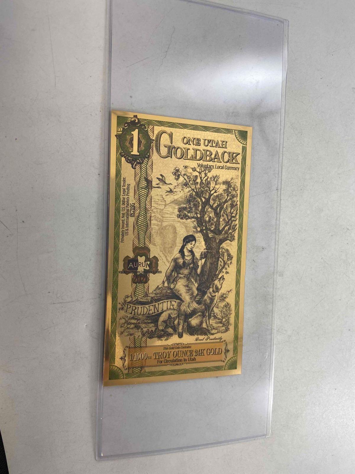 One Utah Gold Back 24k Gold Note - con 346