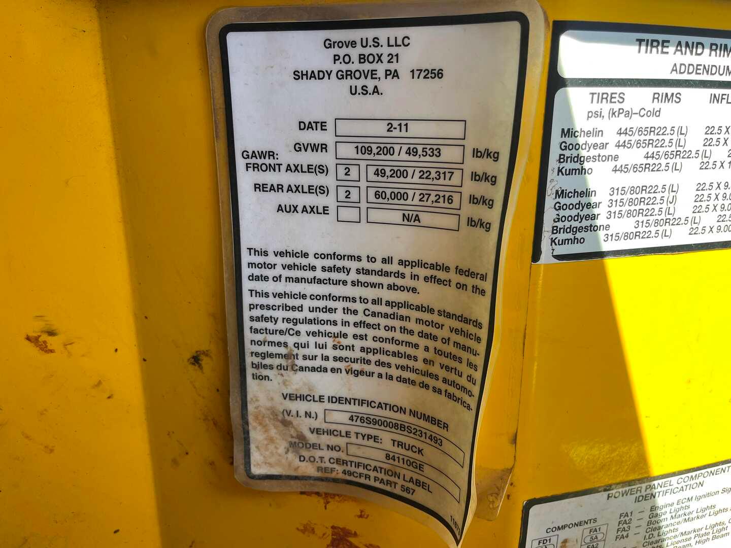 2011 GROVE TMS900E TRUCK CRANE