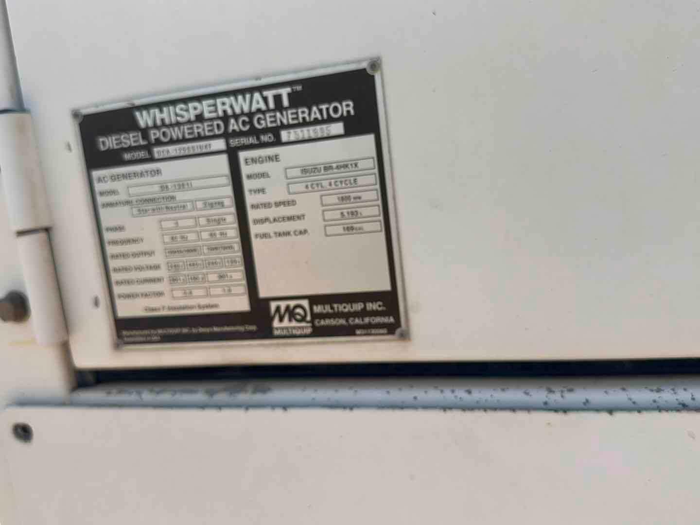 2016 S & B TRAILER 125KW MULTIQUIP GENERATOR