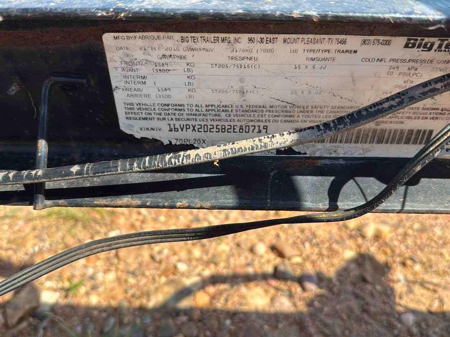 2010 BIG TEX (INOPERABLE) AIR COMPRESSOR