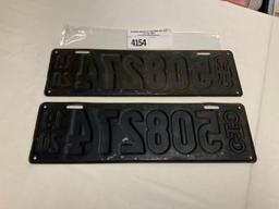 1920 Ohio License Plate #508274 pair