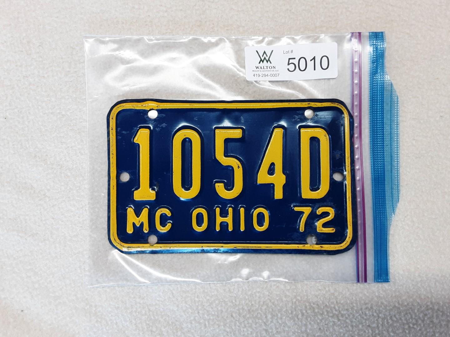 Ohio 1972 Motorcycle Plate