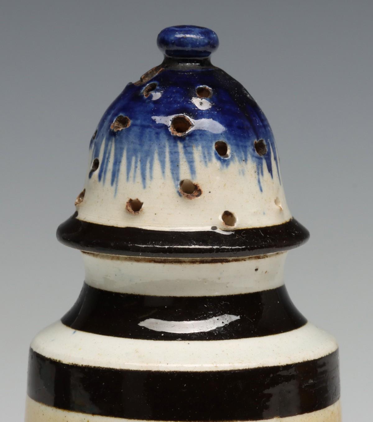MOCHAWARE PEPPER POT AND YELLOW WARE BOWL WITH SEAWEED