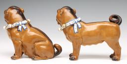 THREE LATE 19TH C. CONTINENTAL PORCELAIN PUG DOGS