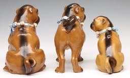 THREE LATE 19TH C. CONTINENTAL PORCELAIN PUG DOGS