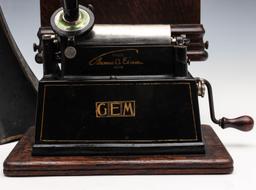 AN EDISON GEM CYLINDER PHONOGRAPH WITH OUTSIDE HORNS