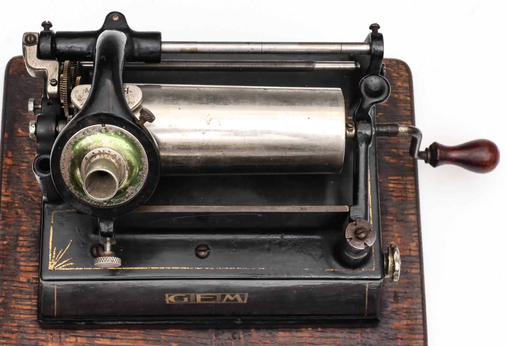 AN EDISON GEM CYLINDER PHONOGRAPH WITH OUTSIDE HORNS