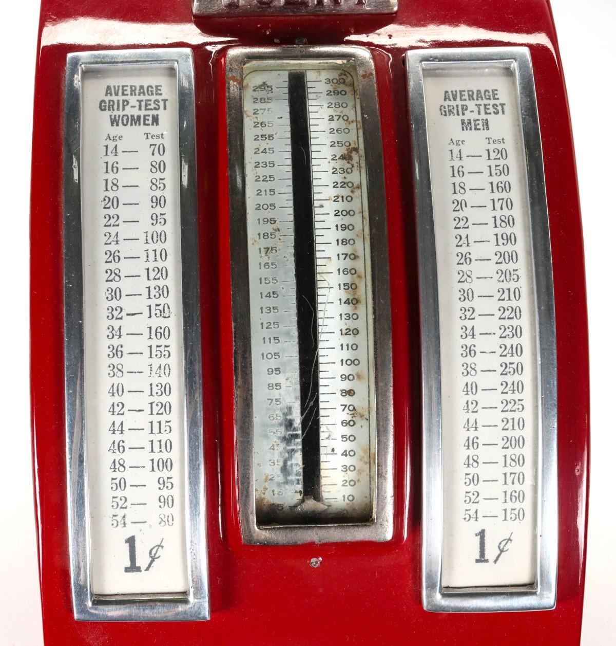 A GOTTLIEB 1 CENT GRIP STRENGTH MACHINE