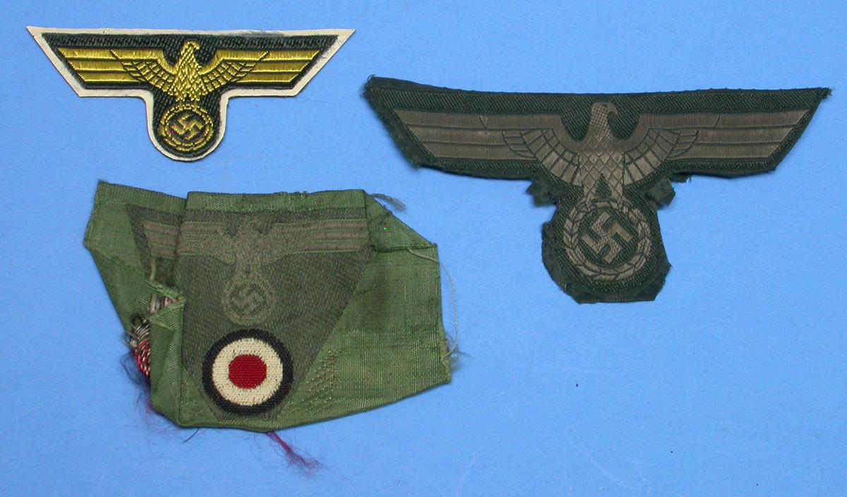 Three German Army WWIIi Breast and Hat Eagle Patches