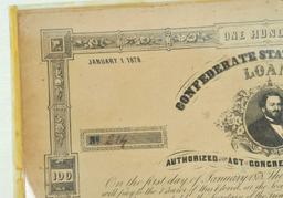 Scarce Civil War era $100 Confederate War Bond (RM)