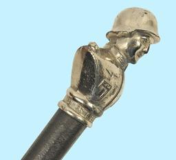 *WWII German Swagger Stick with Decorative Bust Topper (KDW)