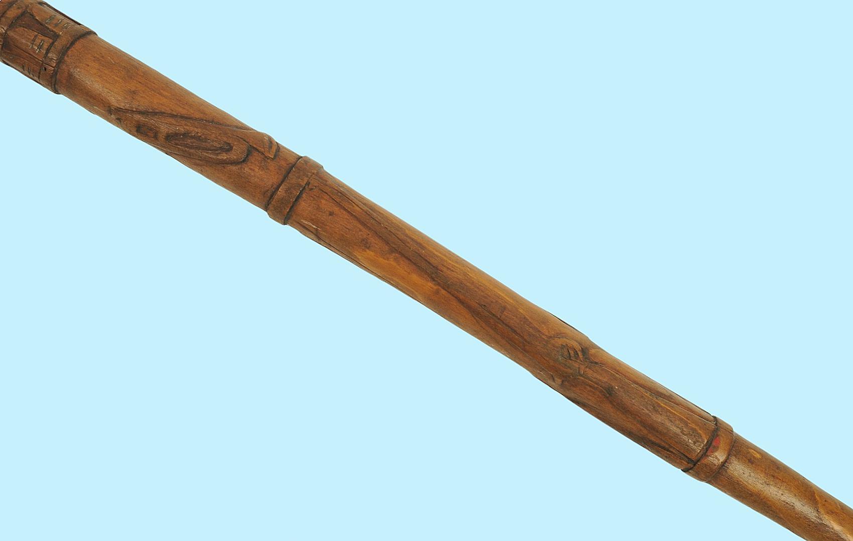 CSA Folkart Carved Wood Walking Stick (KDW)