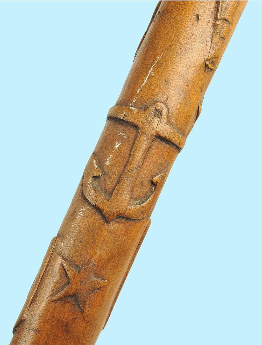 CSA Folkart Carved Wood Walking Stick (KDW)