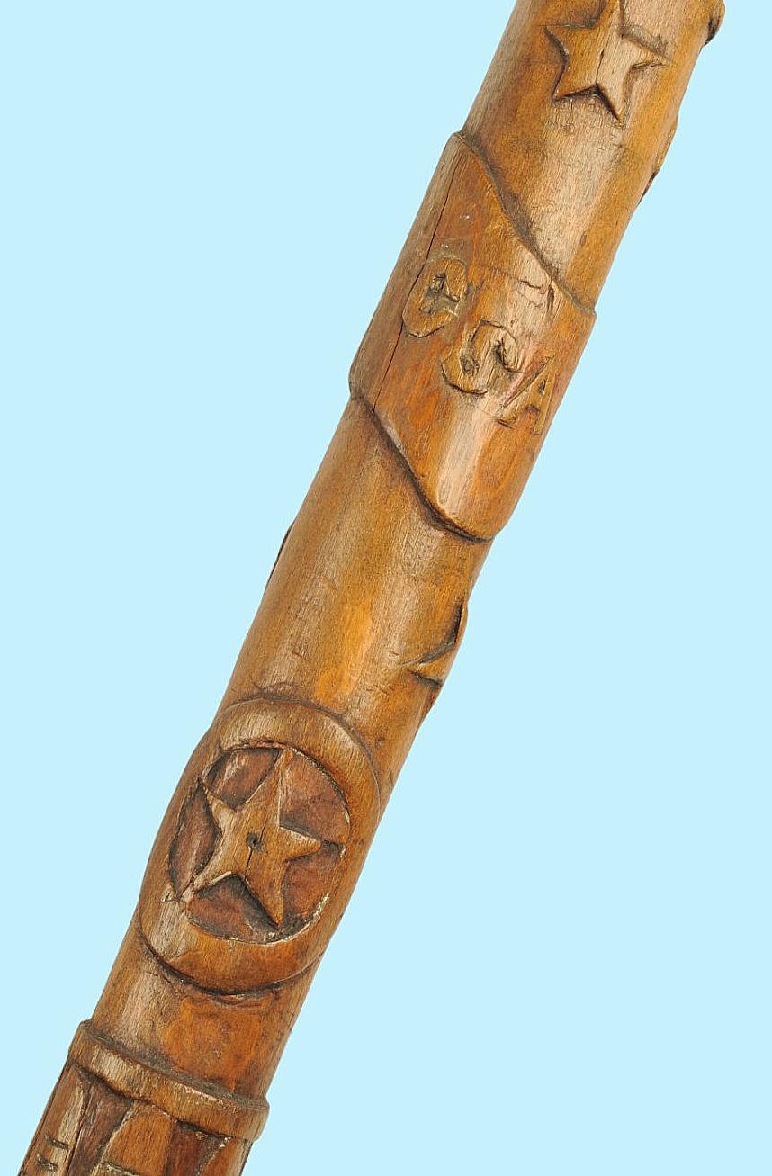 CSA Folkart Carved Wood Walking Stick (KDW)