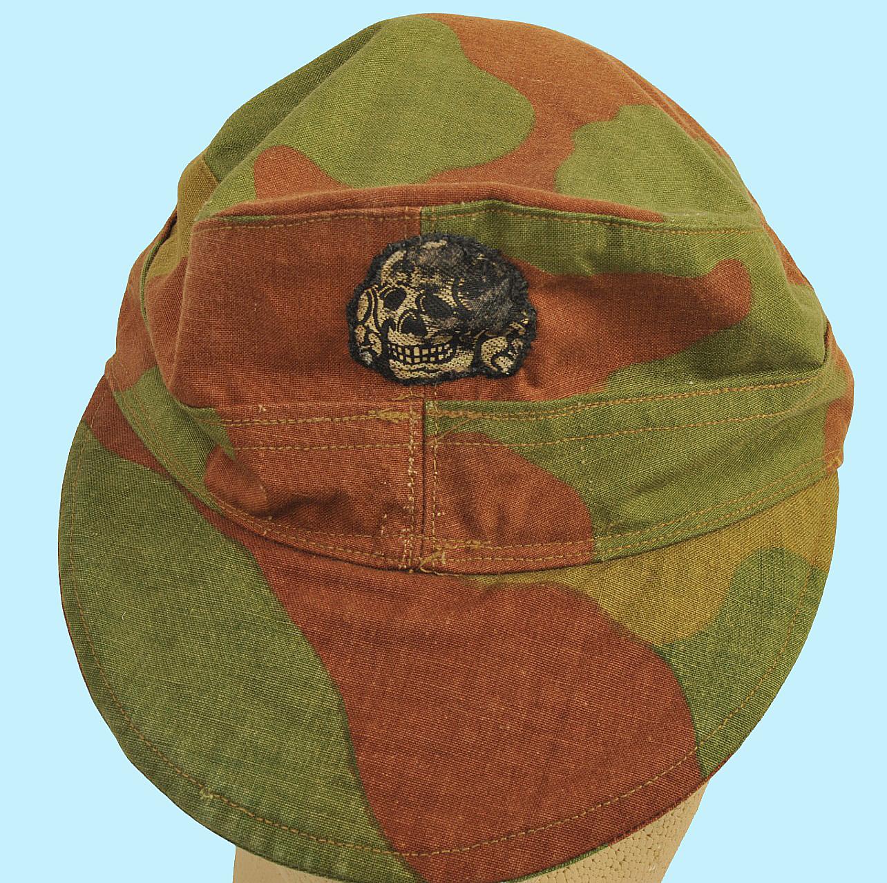 Italian WWII style Camouflage Fatigue Cap with Deaths Head Patch (AH)