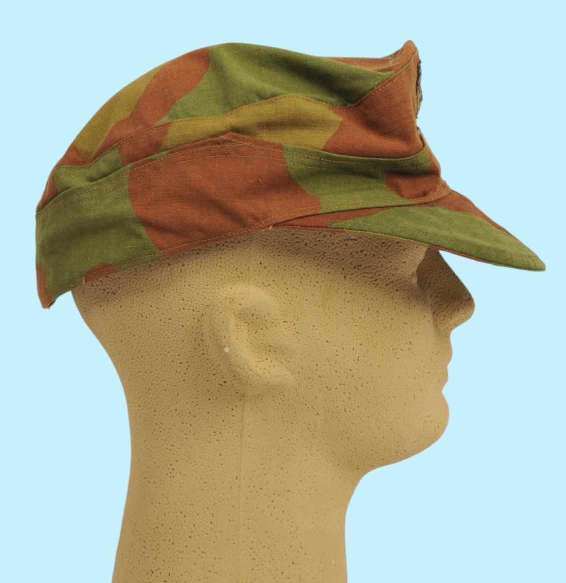 Italian WWII style Camouflage Fatigue Cap with Deaths Head Patch (AH)