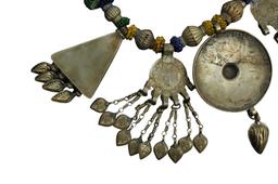 Antique Afghani Tribal Silver & Turquoise Jewelry Necklace (A)
