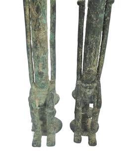 Two RARE Antique African Benin Tribal Bronze Ancestor Figurines  (A)