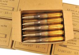 Seven Swedish Military WWII 20-Round Boxes of 6.5x55 Ammunition (NBW)