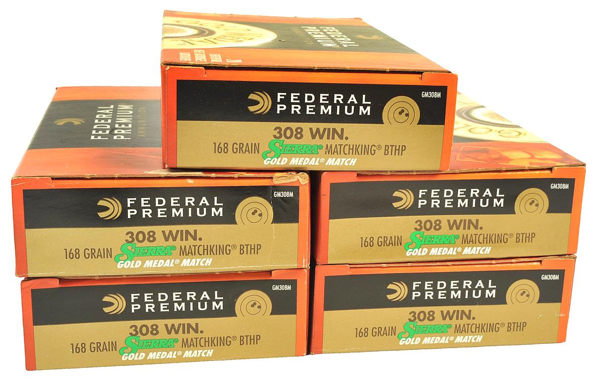 Five 20-Round Boxes of Federal Premium .308 Ammunition (EDN)