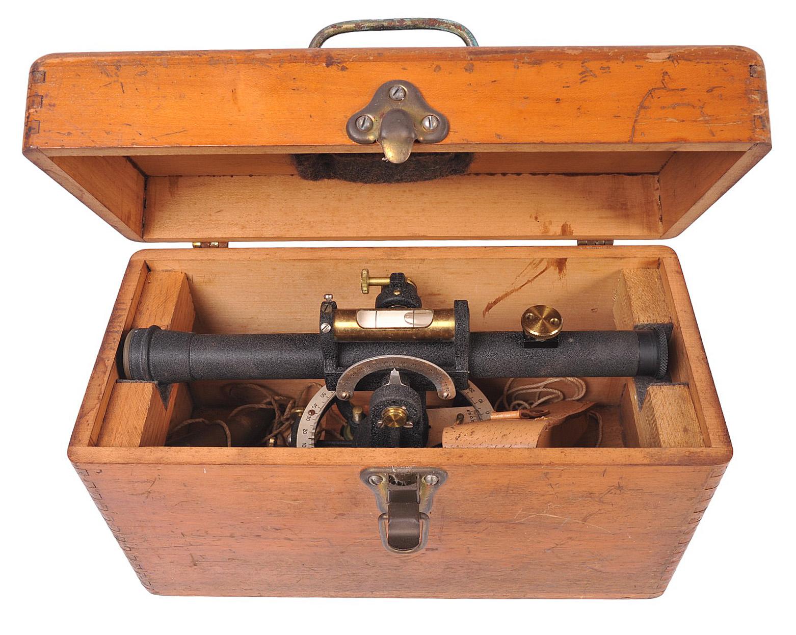 Antique US Surveying Transit, Plum-Bob, Accessories and Case (RSO)