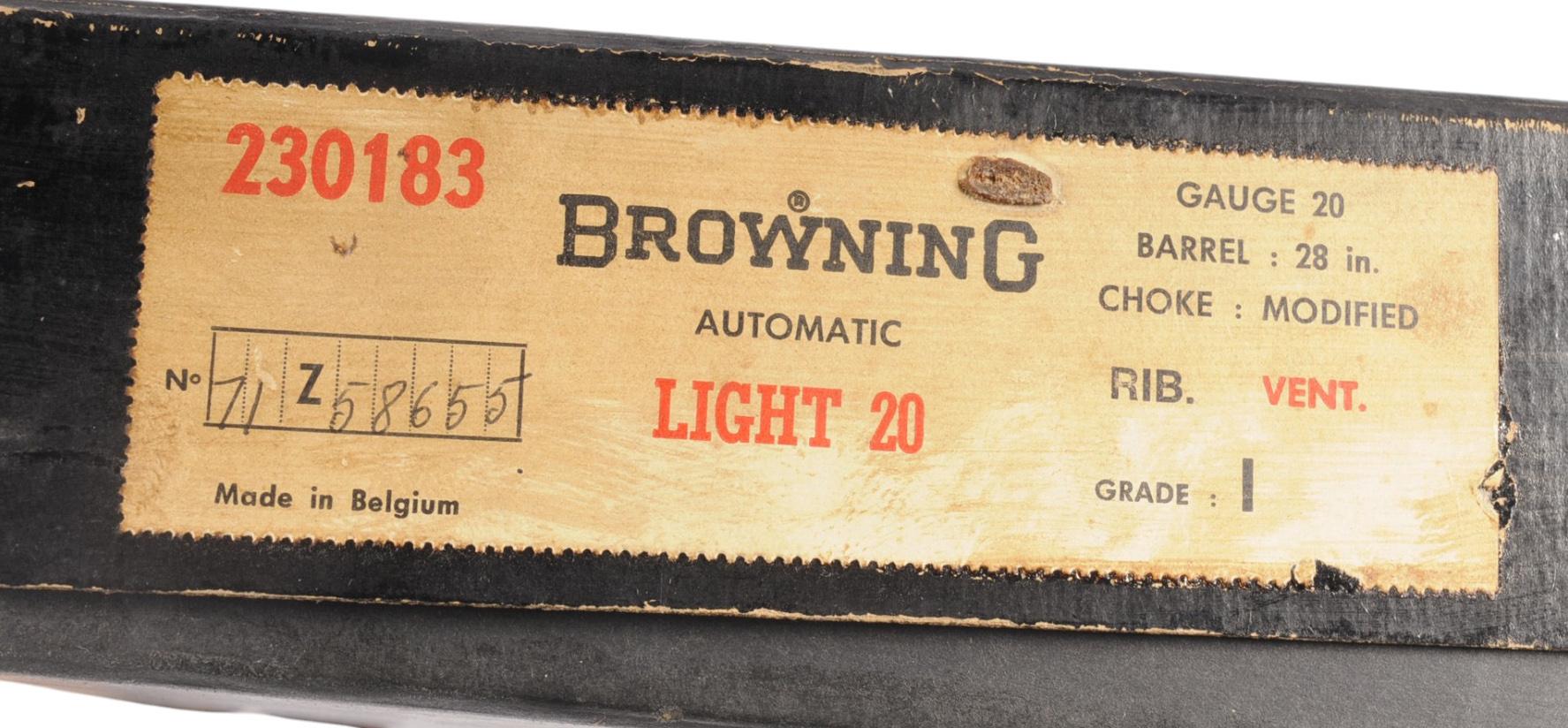 Belgian Made FN Browning Auto-5 "Light Twelve" 20 Ga 2 3/4" Semi-Auto Shotgun FFL Req:58655(W2R1)