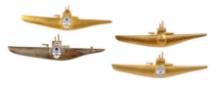 Four Rare Argentine Naval Officer & Enlisted Submarine Badges (A)