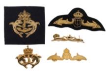 Swedish, Danish and Dutch Naval Submarine Bullion & Metal Dolphin Badges (A)