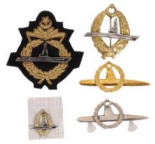 Five Early Turkish Naval Metal & Bullion Offier & Enlisted Badges (A)