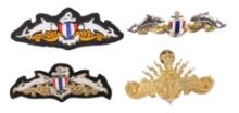 Thai Navy Bullion, Cloth and Metal Submarine Badges (A)