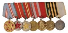 Soviet Military WWII Veteran Seven-Award Medal Bar (L3N)