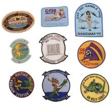 Lot of Nine Assorted US Military Unit Novelty Patches (A)