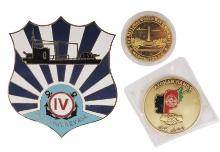 South Vietnamese Navy "Beer Can" Placard & Afgan "Hands" Advisor Challenge Coin, & Memorial Coin (A)