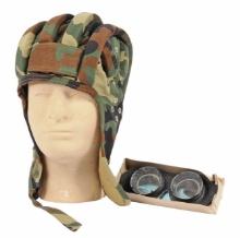 Cold War Era Soviet Russian Airborne Soft Pad Jump Helmet and Goggles (B2A)