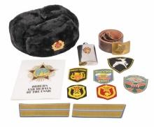 Soviet Cold War Era Military Winter Hat with Assorted Soviet Memorabilia (B2A)