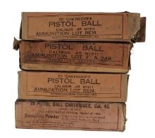 US Military WWI-WWII 45ACP 20 Round Box Lot of 4 (D3J)