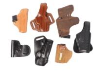 Group Lot of 7 Assorted Leather Pistol Holsters  (HKR)