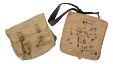 US WWI - WWII Field Bag and Commemorative Pin Lot (JAS)