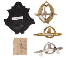 Five Early Turkish Naval Metal & Bullion Offier & Enlisted Badges (A)
